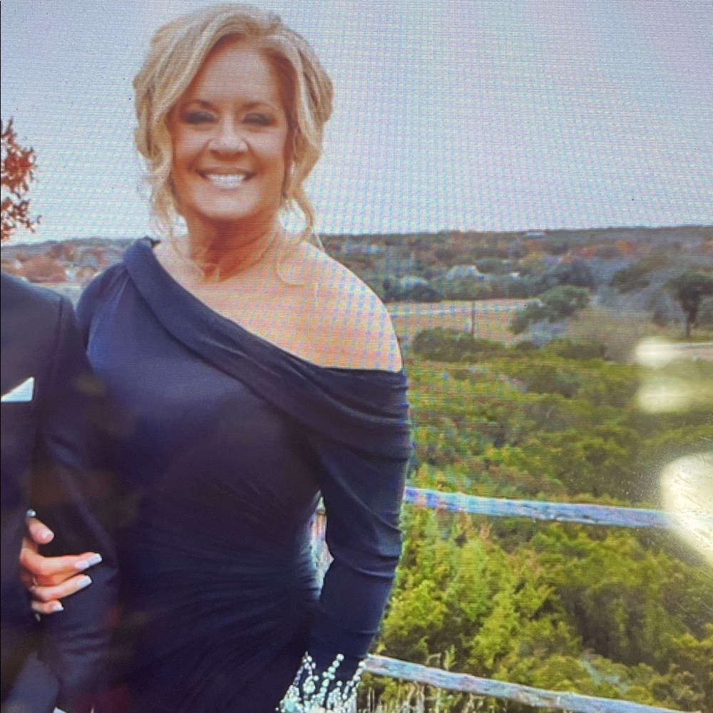 Mac Duggal One Shoulder Dress in Navy Blue